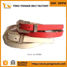 Western Rhinestone Leather Belts with Rhinestone Studded Buckle